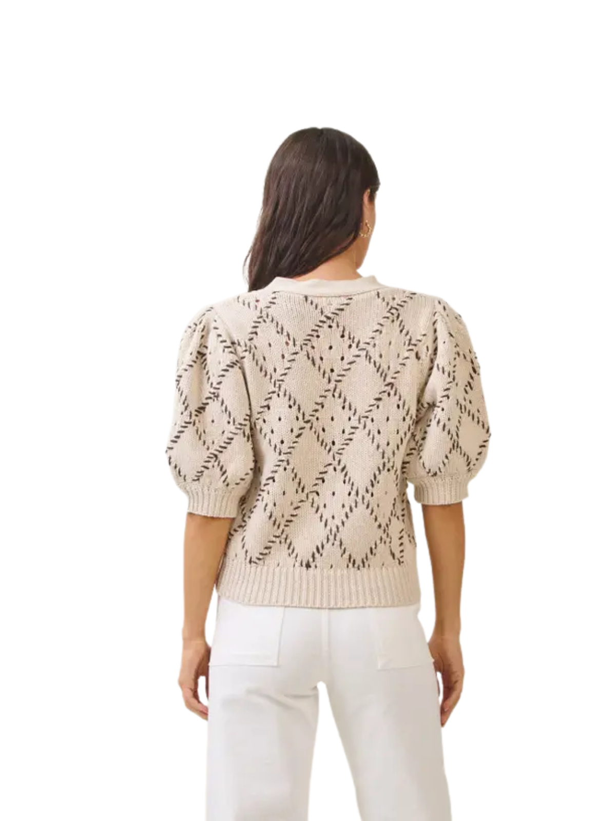 Whipstitch Diamond Half Sleeve Cardigan_Able_AT2930 3