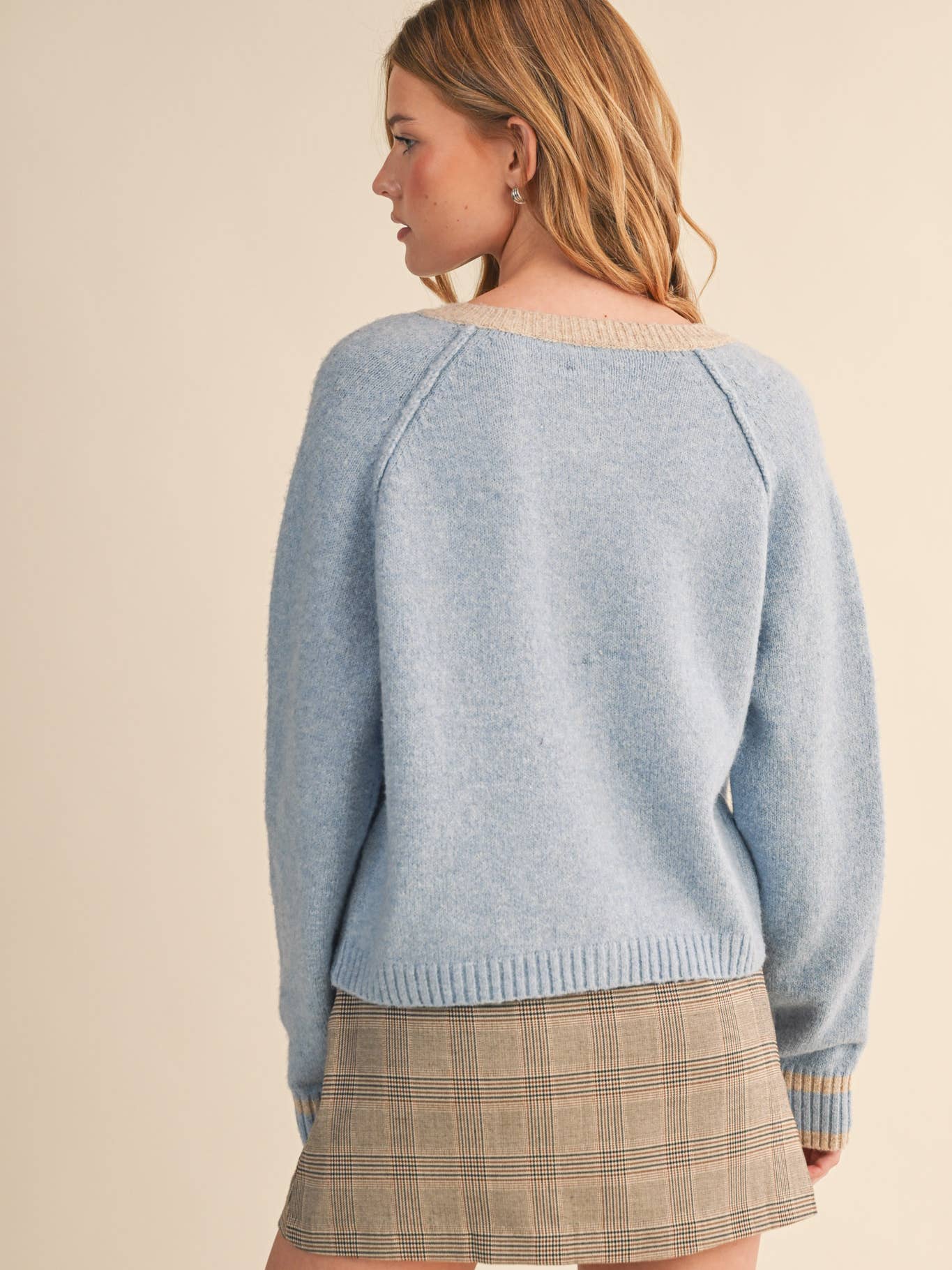 Two Tone Sweater Cardigan