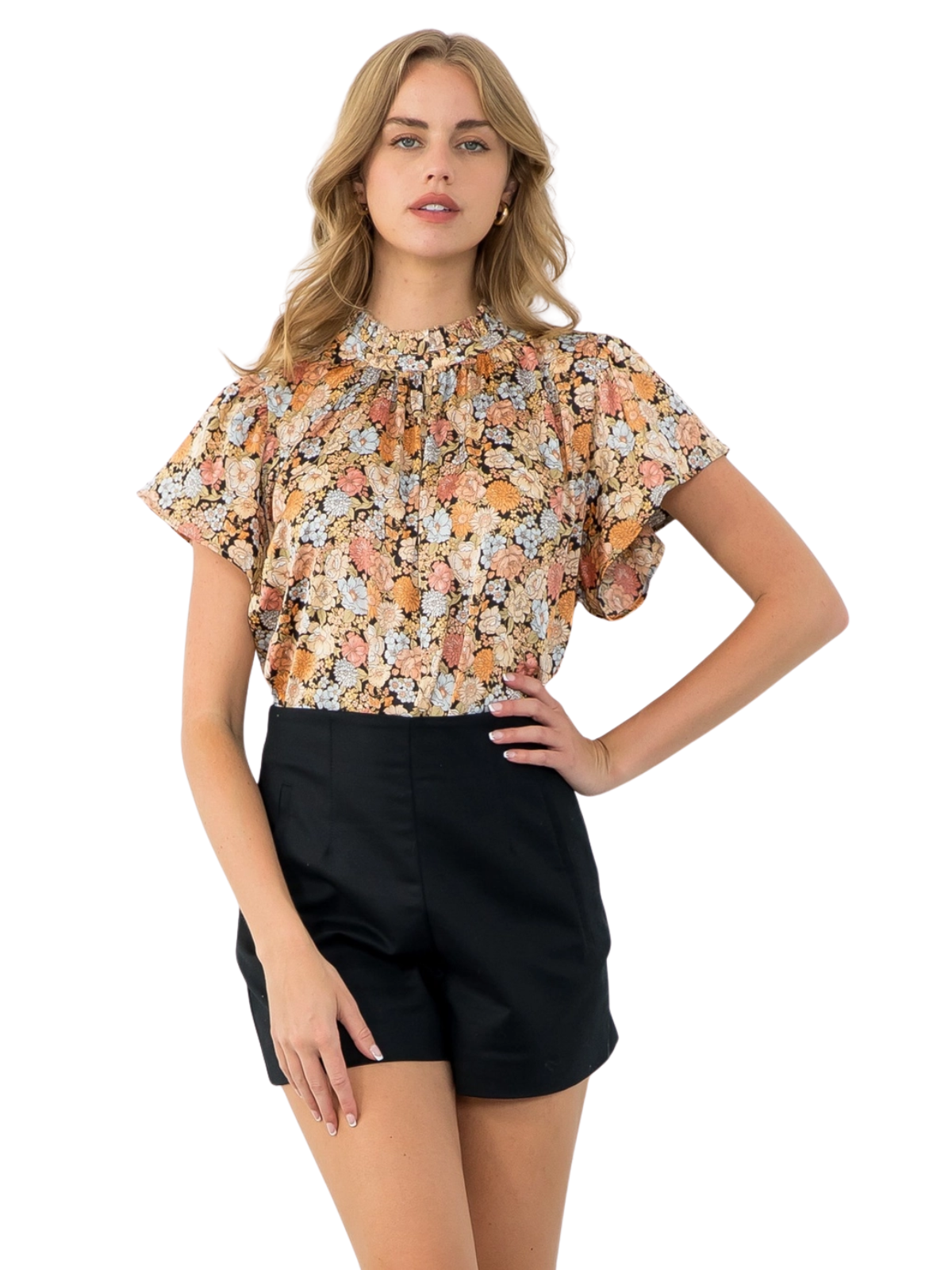 Floral Flutter Sleeve Top