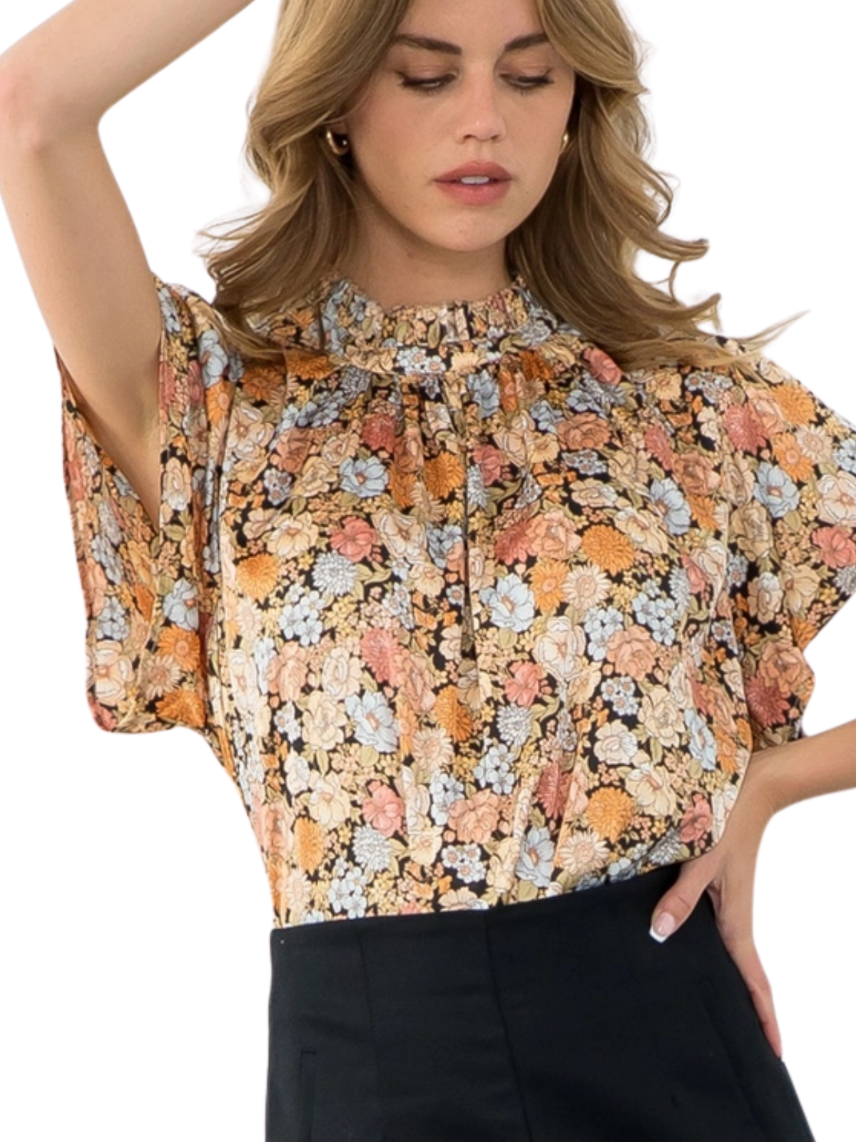 Floral Flutter Sleeve Top