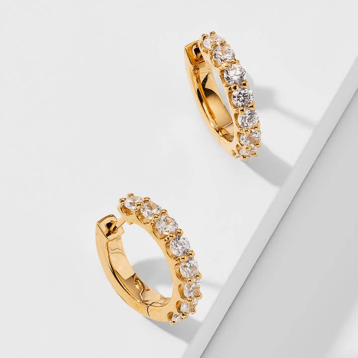 Perfect Hoops 2.5Mm Cz X 15Mm Huggie Hoop Earrings