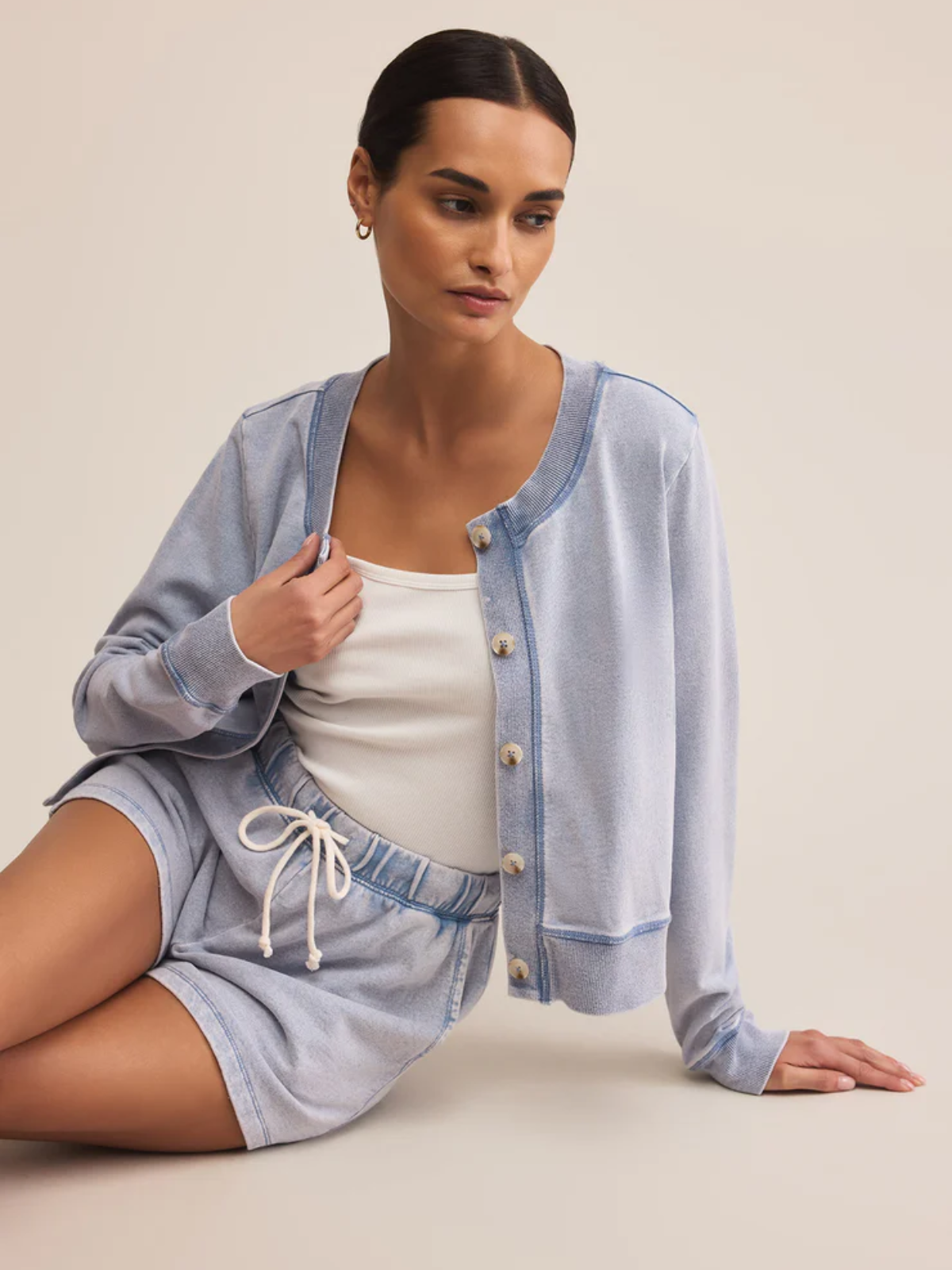 Knit Denim Cardigan