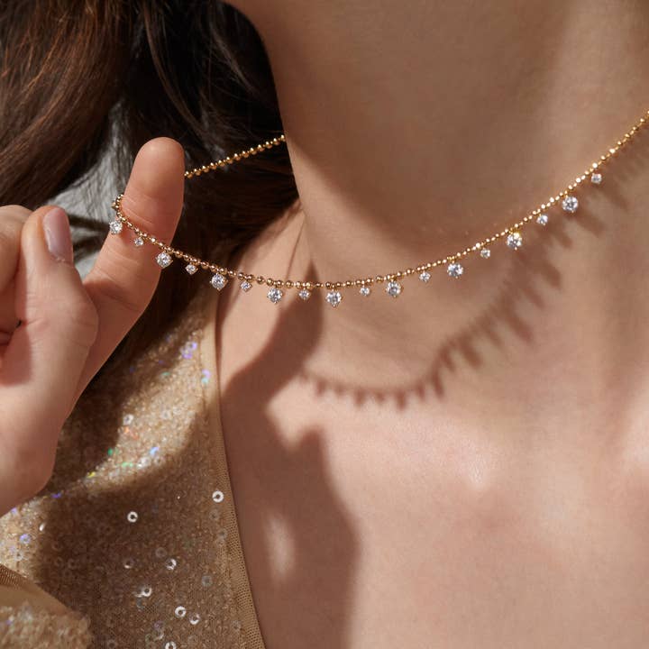 Twilight Cz Shaky Collar Necklace