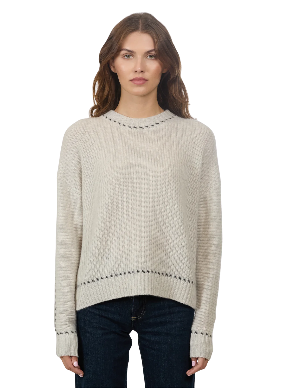 Shaker Contrast Stitch Sweater