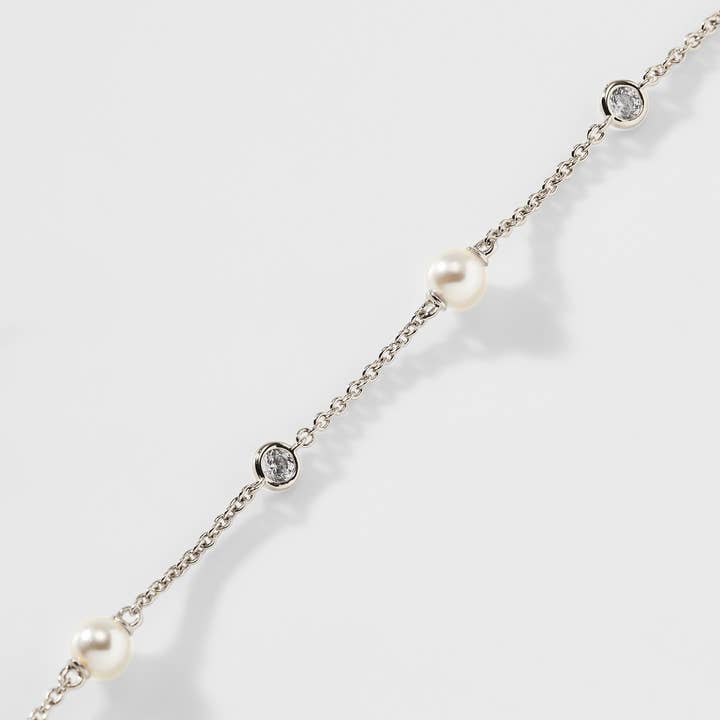 Emilia Pearl And Cz Line Bracelet