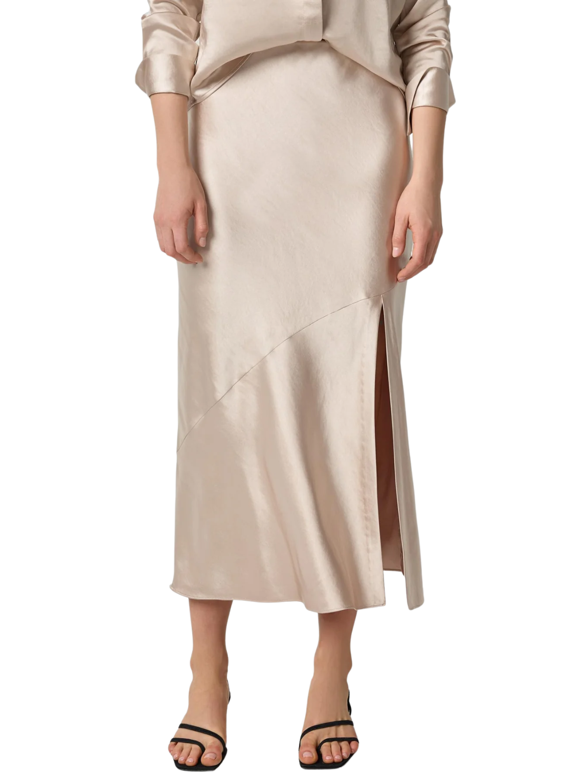 Satin Slit Front Skirt