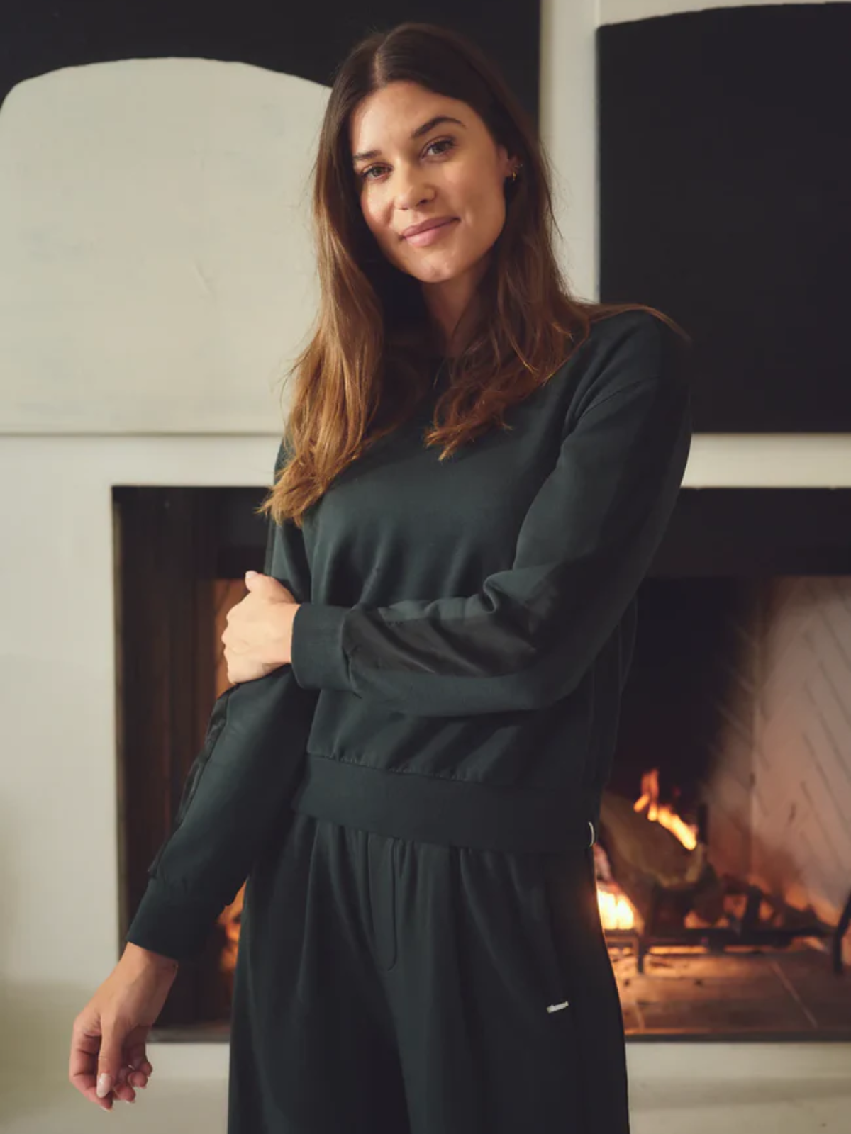 Satin Trimmed Sweatshirt