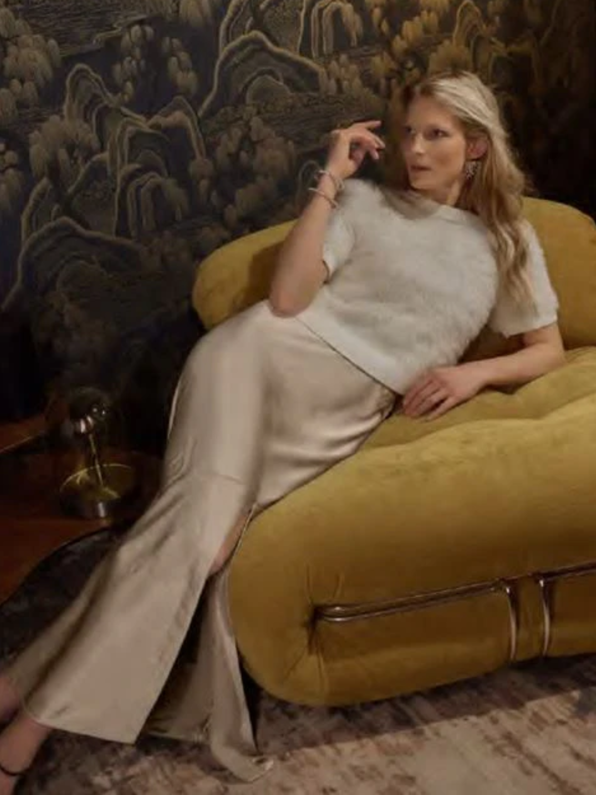 Satin Slit Front Skirt