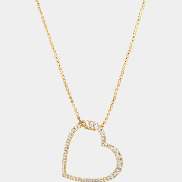 In The Air Pave Cz Heart Pendant Necklace