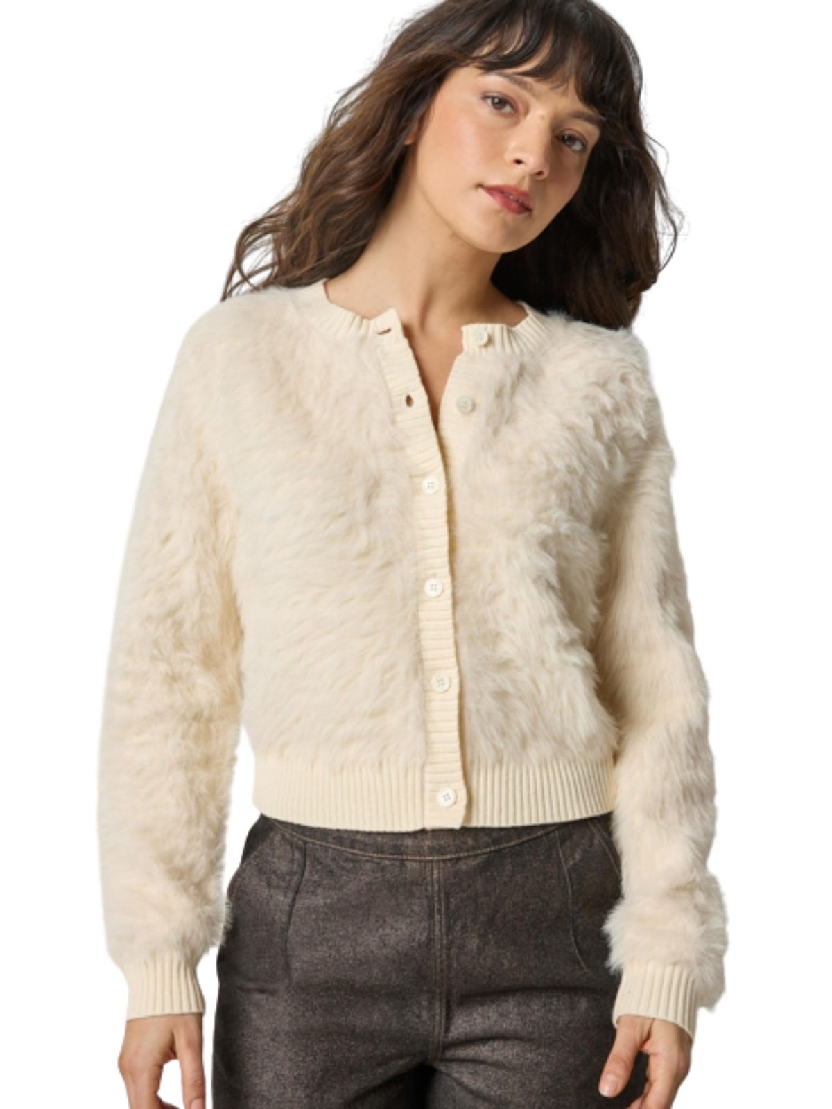 Brushed Crewneck Cardigan