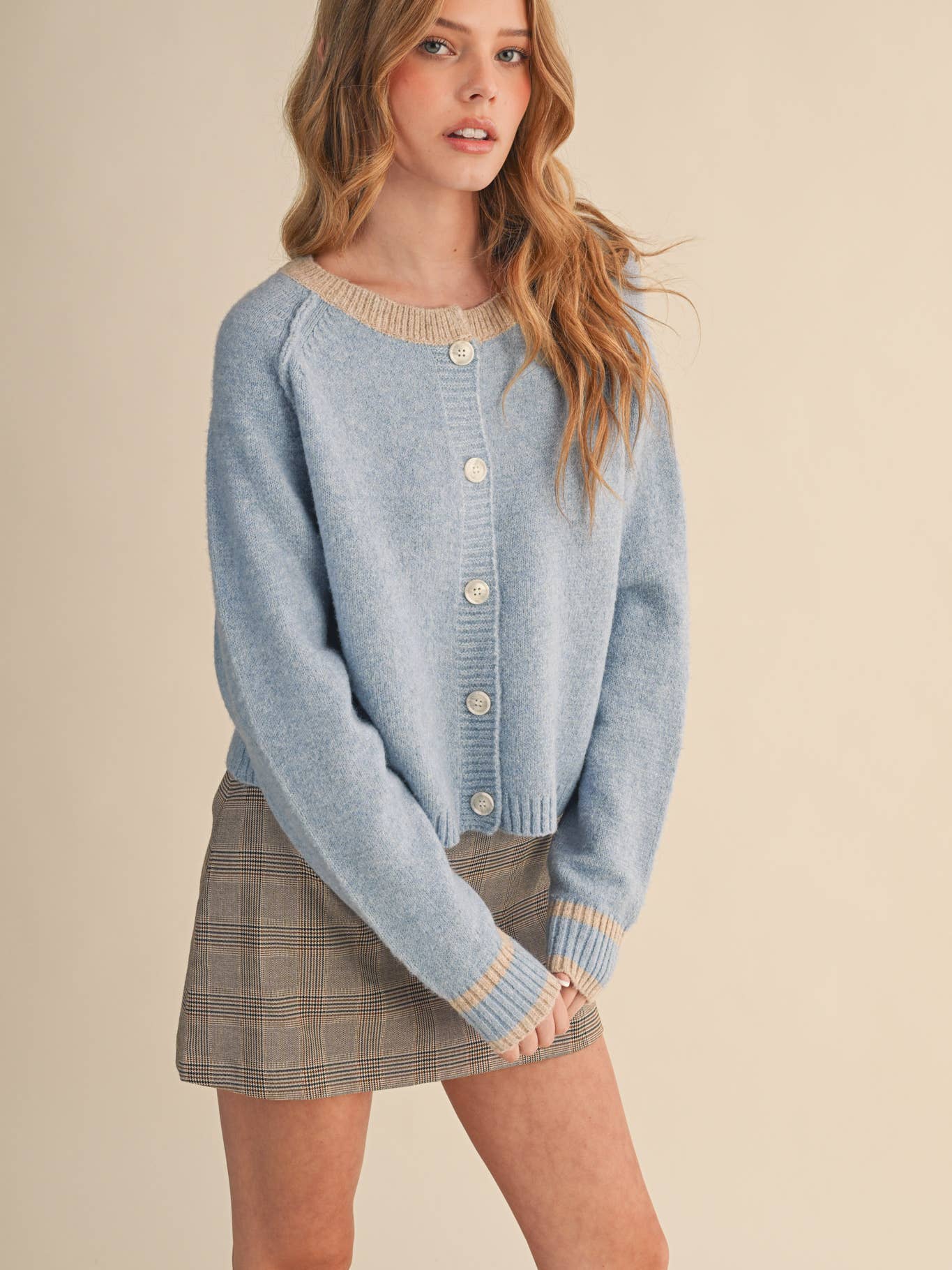 Two Tone Sweater Cardigan