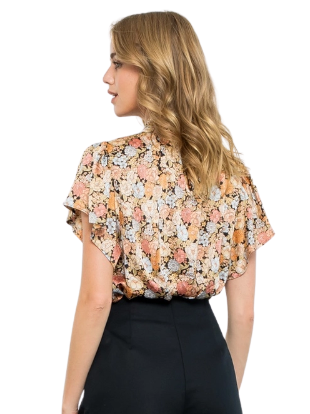 Floral Flutter Sleeve Top