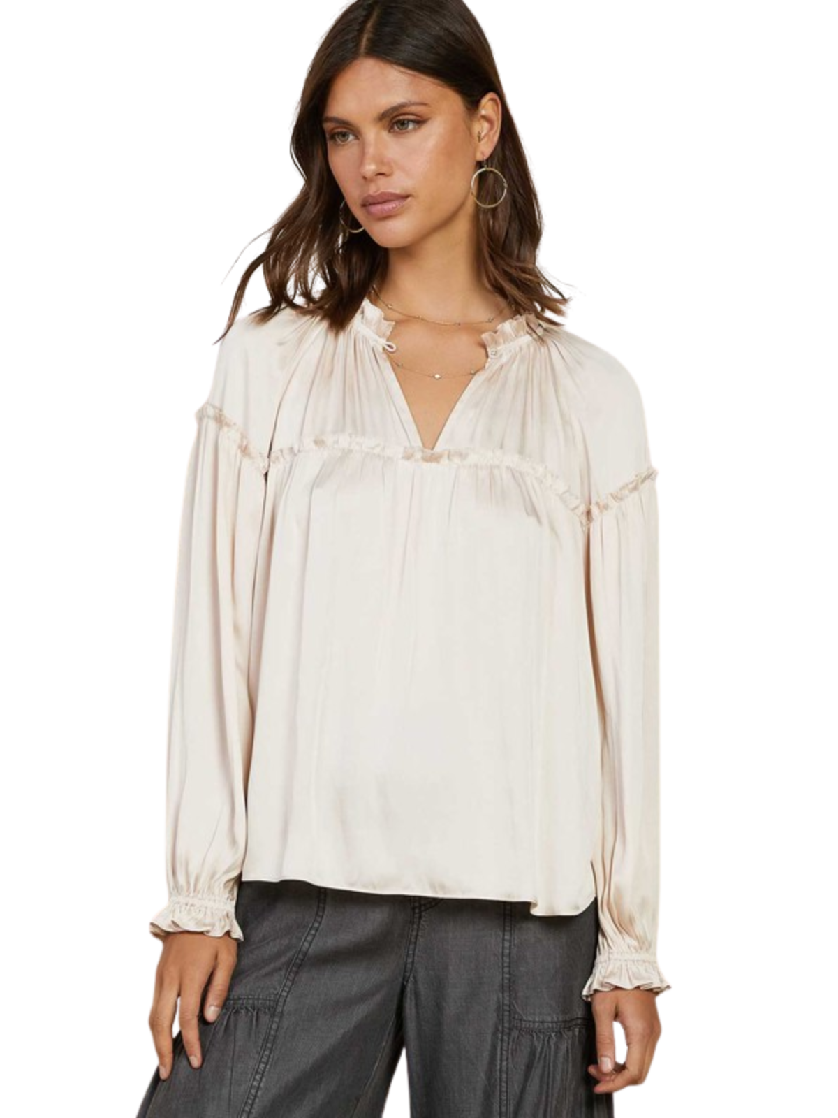 Ruffled Split Neck Blouse