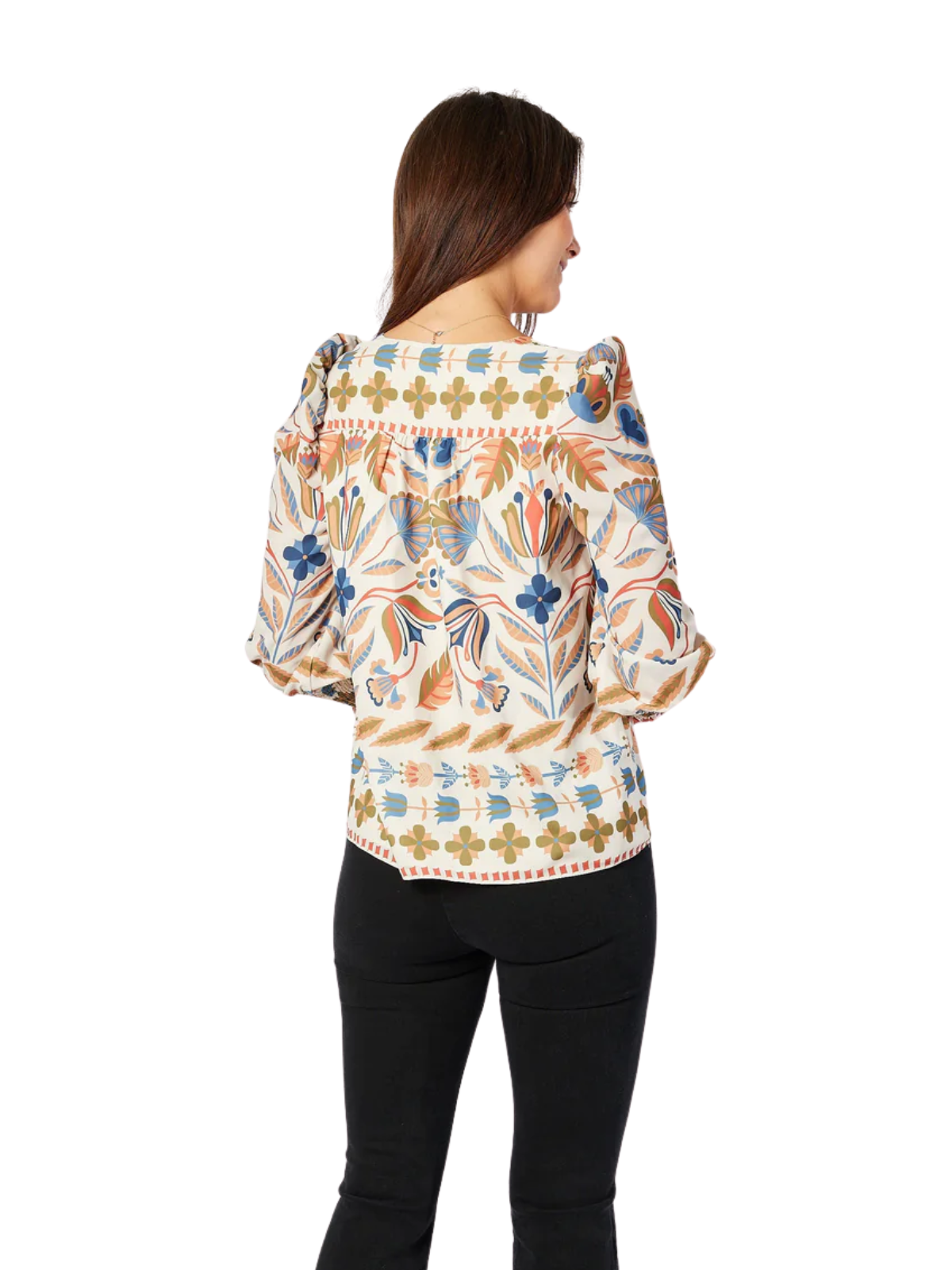 Geo Floral Tassel Top