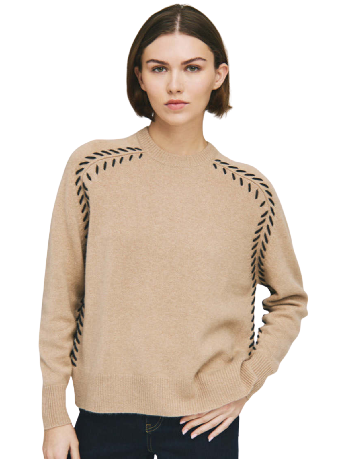 Saddle Whipstitch Cashmere Sweater