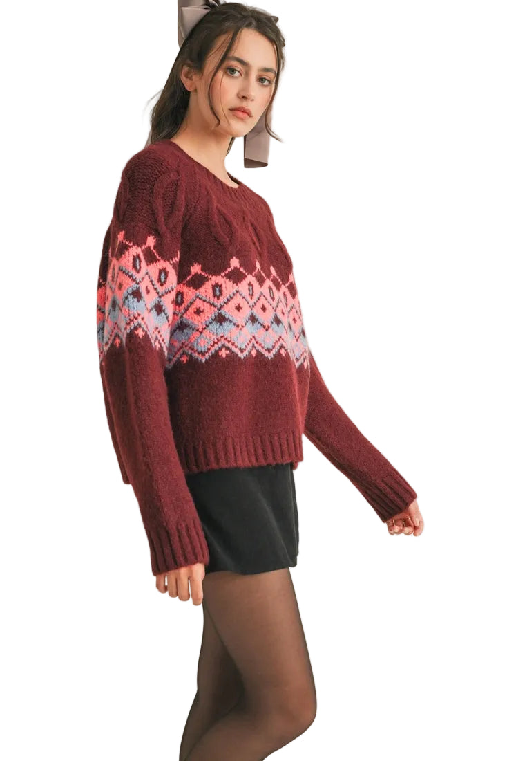Cable Knit Fair Isle Sweater