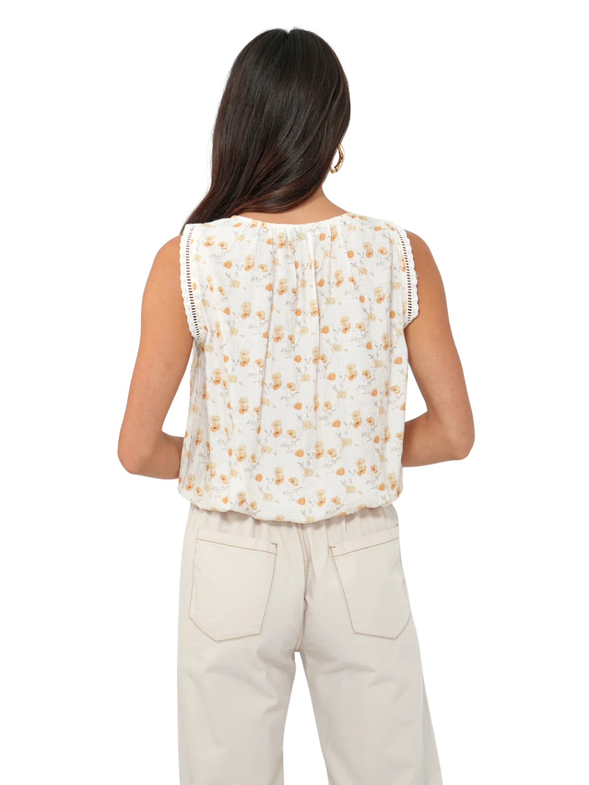 Edna Floral Bubble-Hem Top