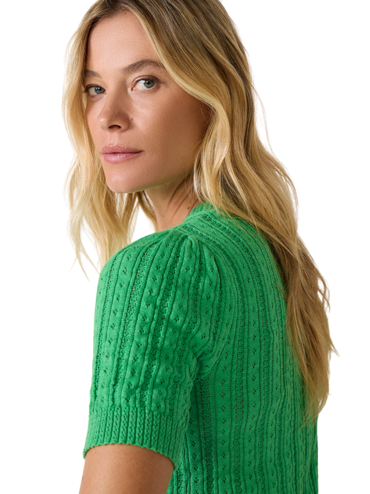 Arden Pointelle Puff Sleeve Sweater_525 America_110047419-E0023