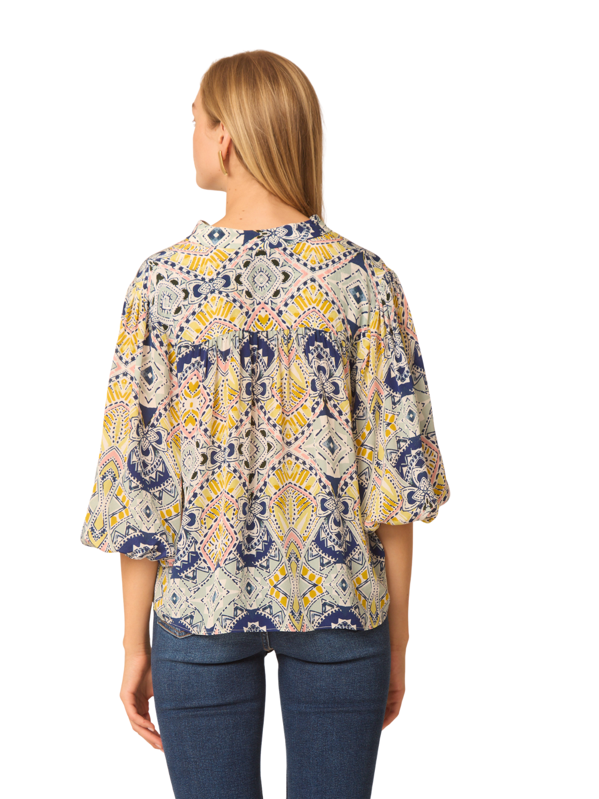 Bethany blouse in Aztec Print_Gilner Farrar_GF343VGT 1