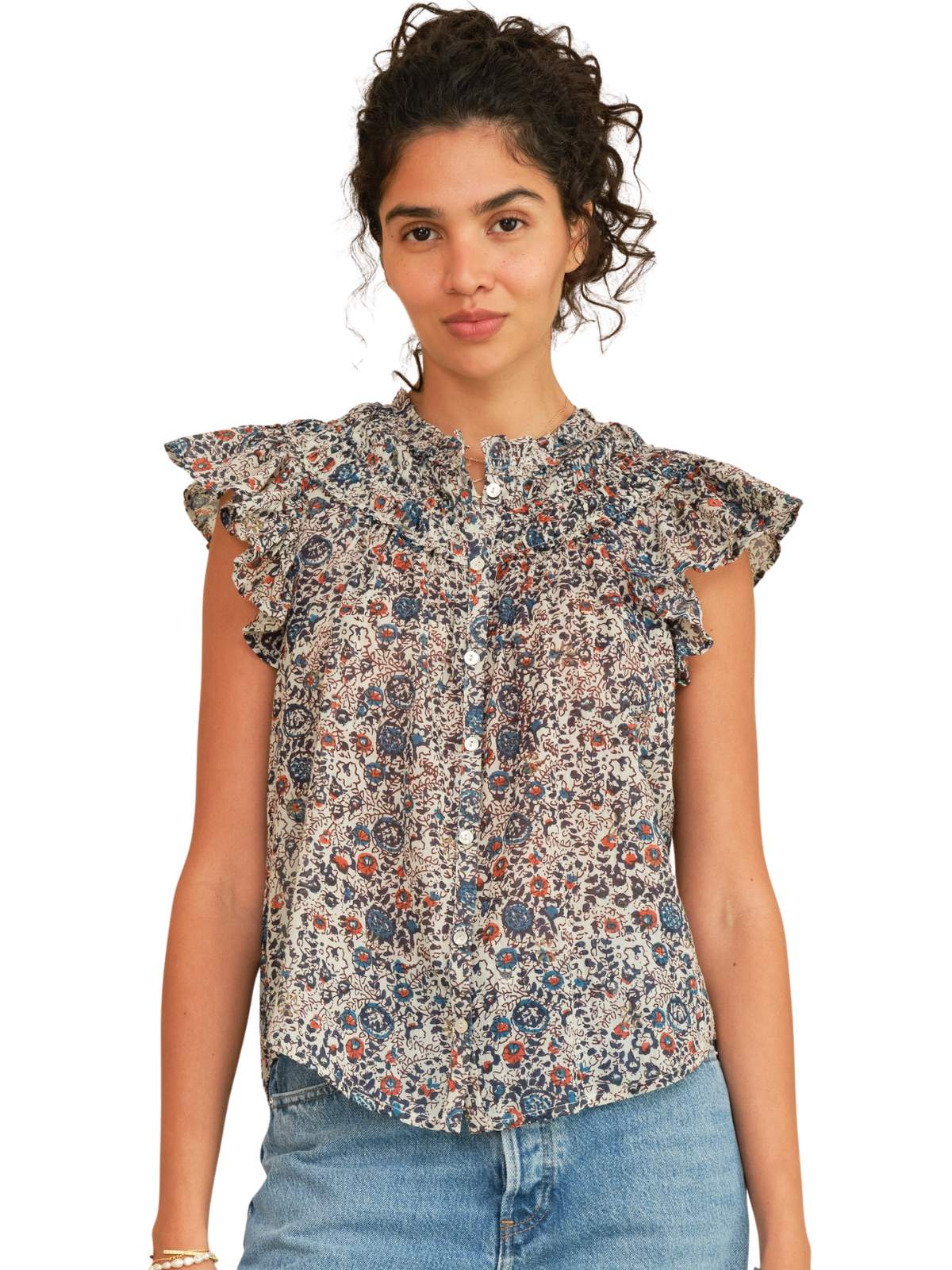 Cass Print Frill Top_Mabe_749688