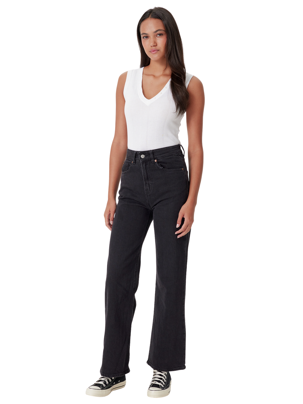 Cotton Rib Tank With V-Neck Buttons_Goldie Lewinter_25215WHT