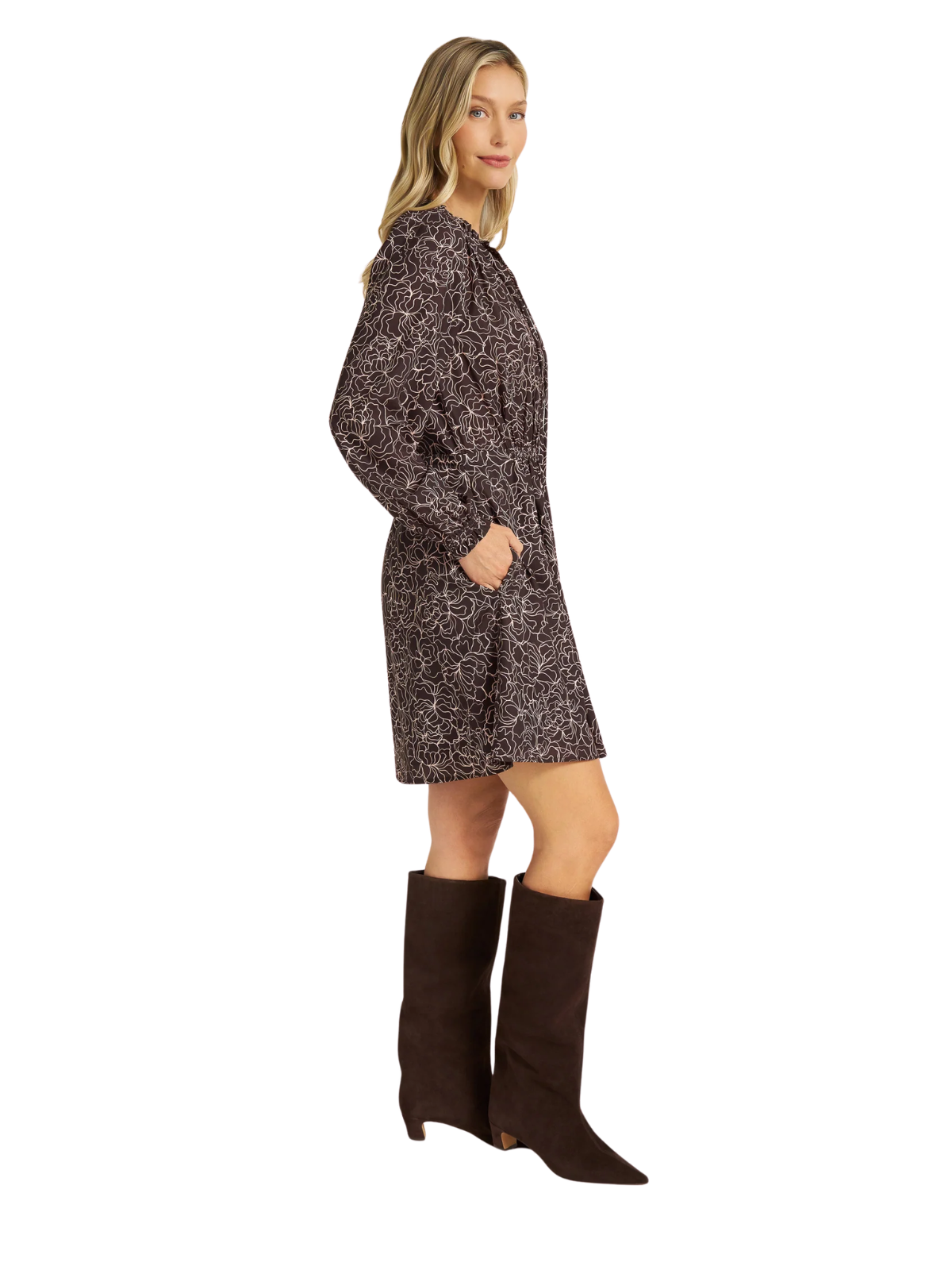 Emery Long Sleeve Ruffle Dress-MattyM-MD3914