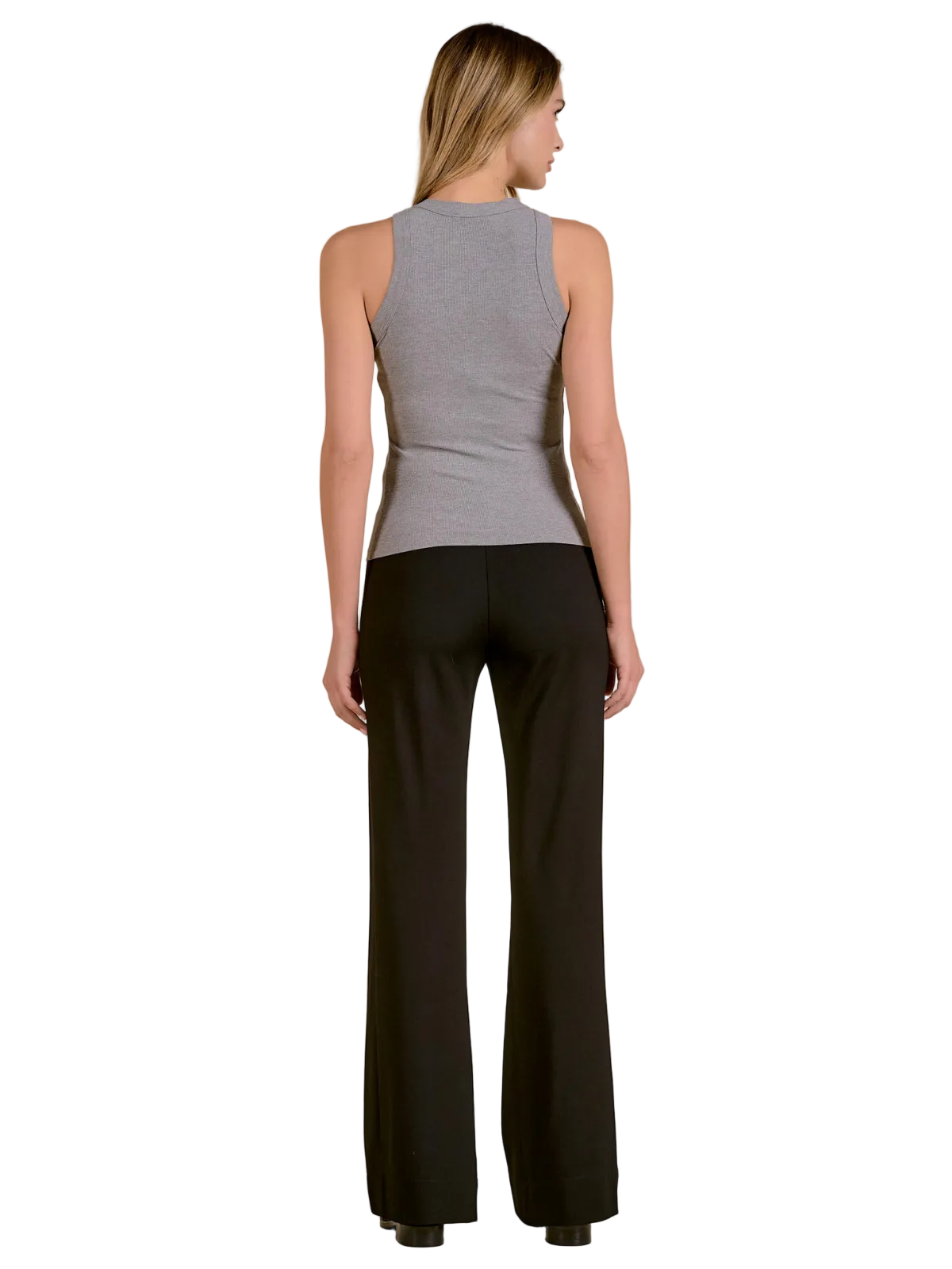 Essential High Neck Rib Tank_Elan_MR11706-GRY