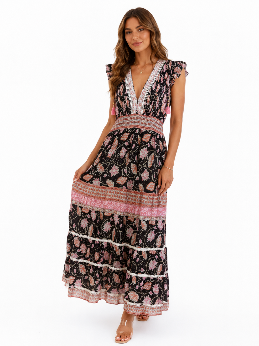 Boho Floral Tiered Maxi Dress