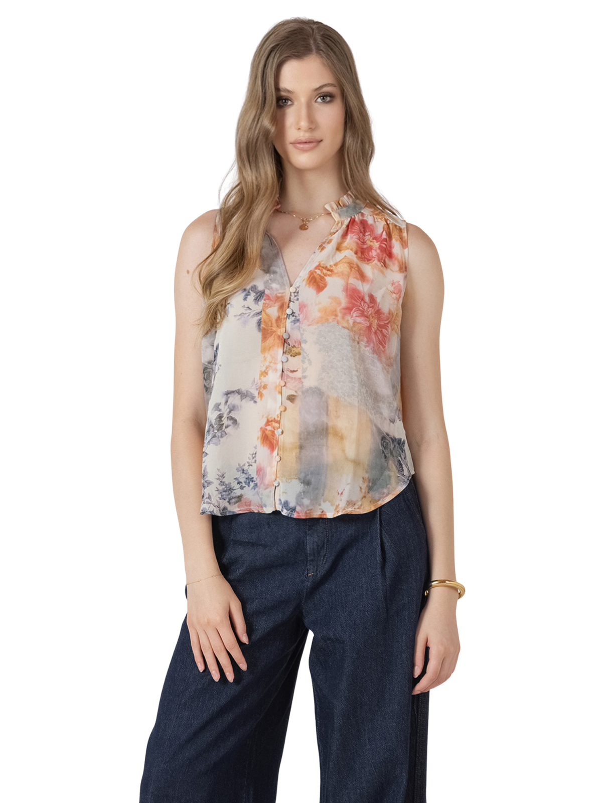 Flowy Button Front Blouse_Dex_2723753