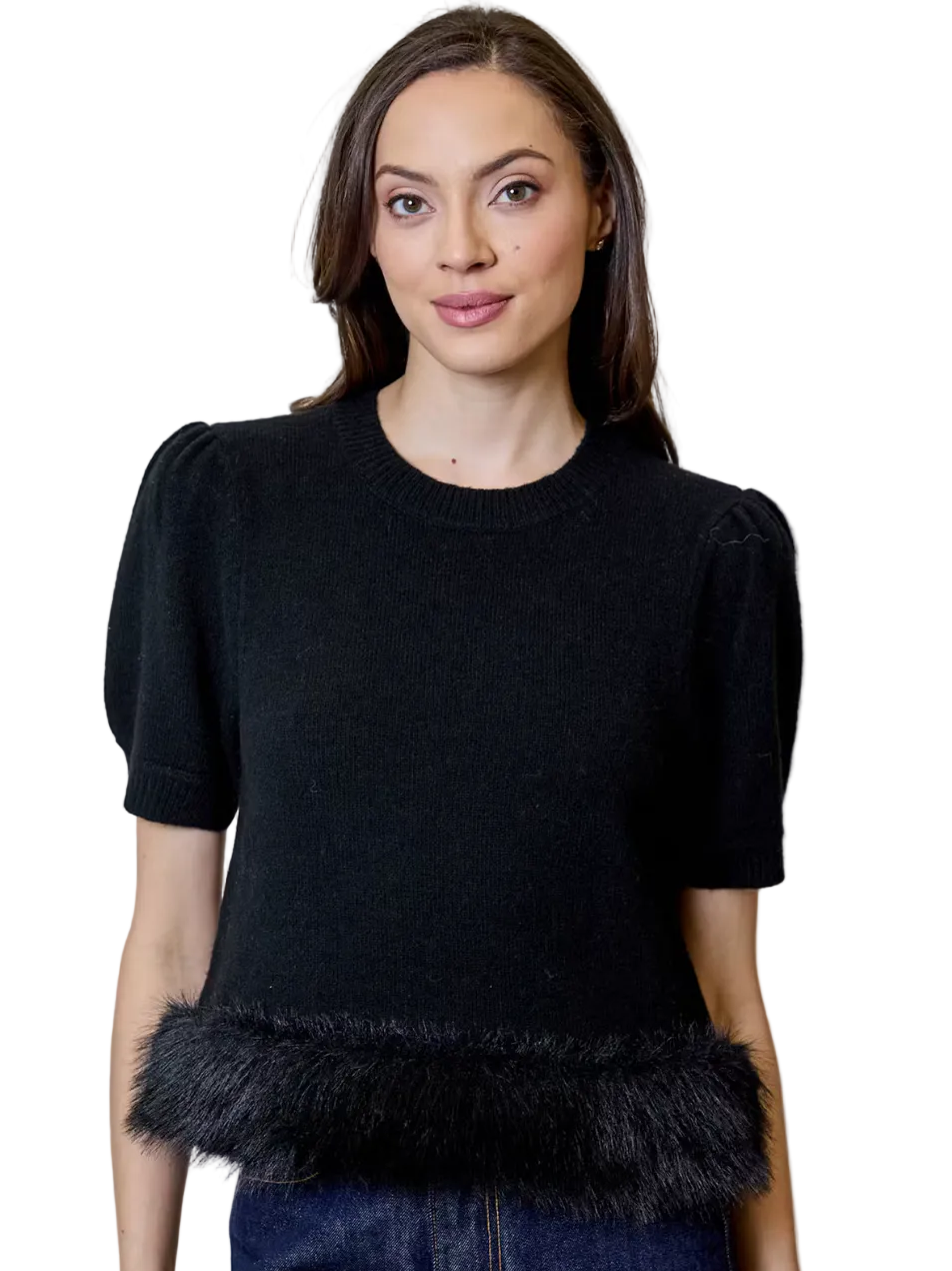 Fur Trim Short Sleeve Sweater - Design History - BXS0512020