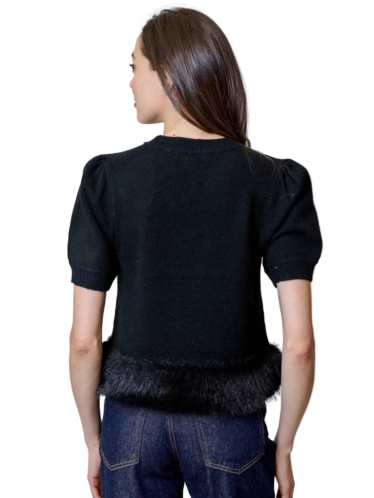 Fur Trim Short Sleeve Sweater - Design History - BXS0512020