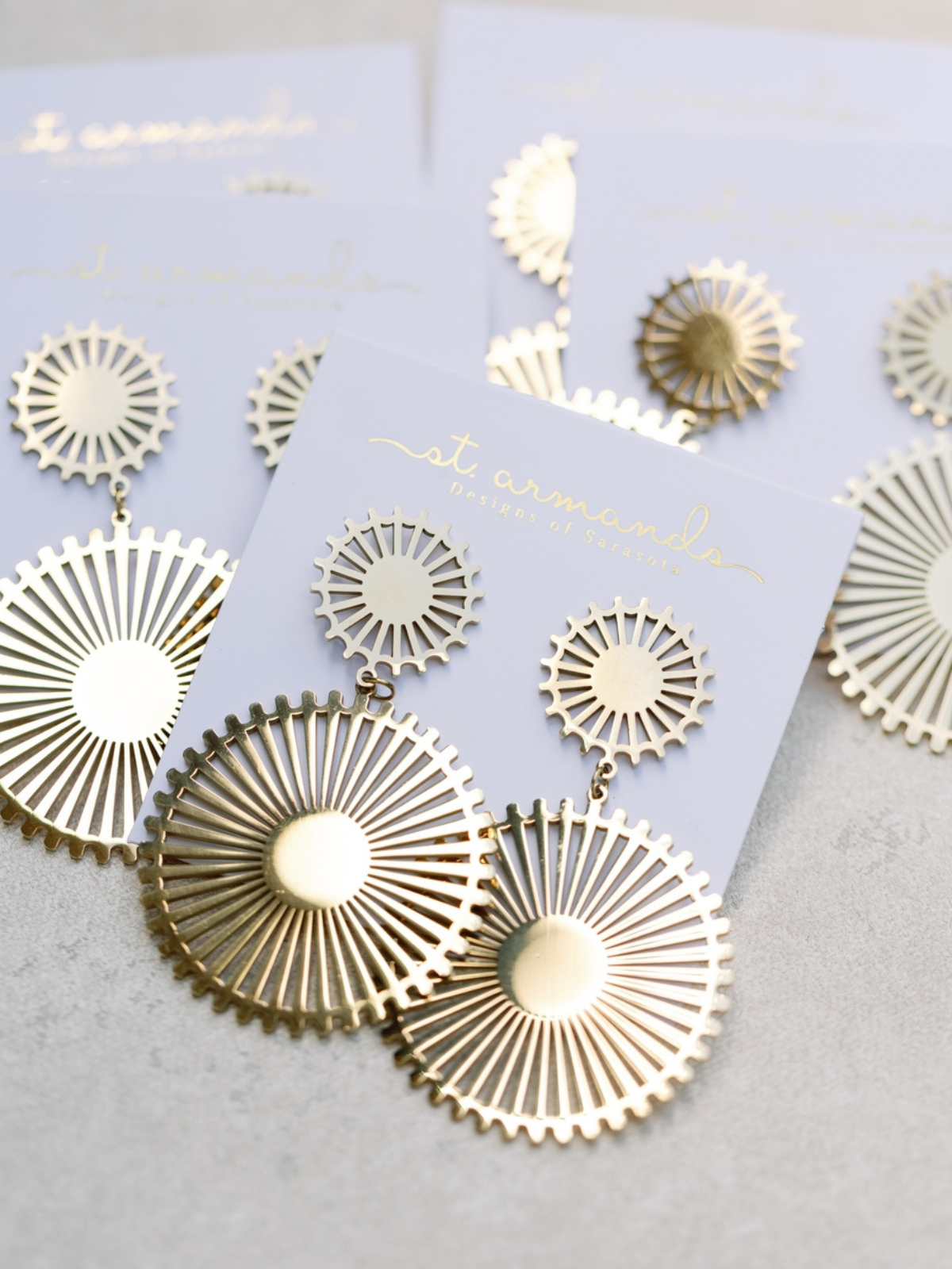 Gold Pinwheel Drop Earrings_St Armands Designs of Sarasota_SAD321