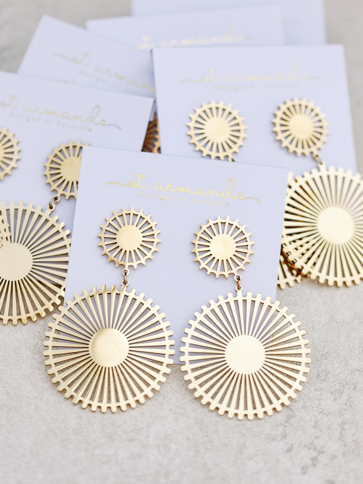 Gold Pinwheel Drop Earrings_St Armands Designs of Sarasota_SAD321