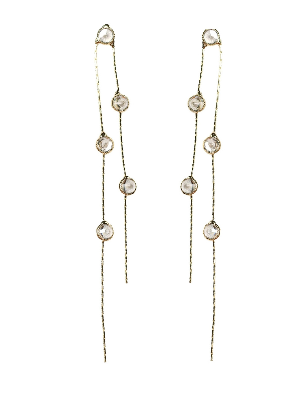 Gold and Crystal  Duster Drops Earrings_St Armands Designs of Sarasota_SAD338