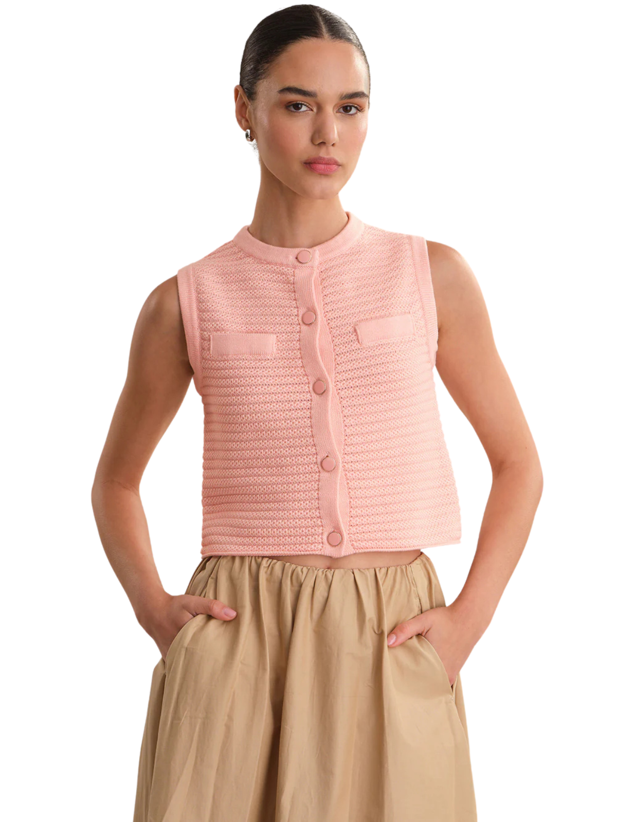 Jayme Button Through Textured Vest_525 America_110047357-Z0699
