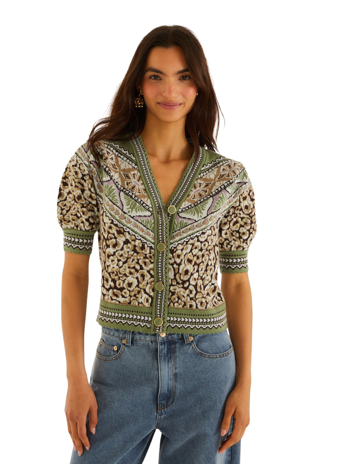 Knit Short Sleeve Cardigan_Farm Rio_356185-25186