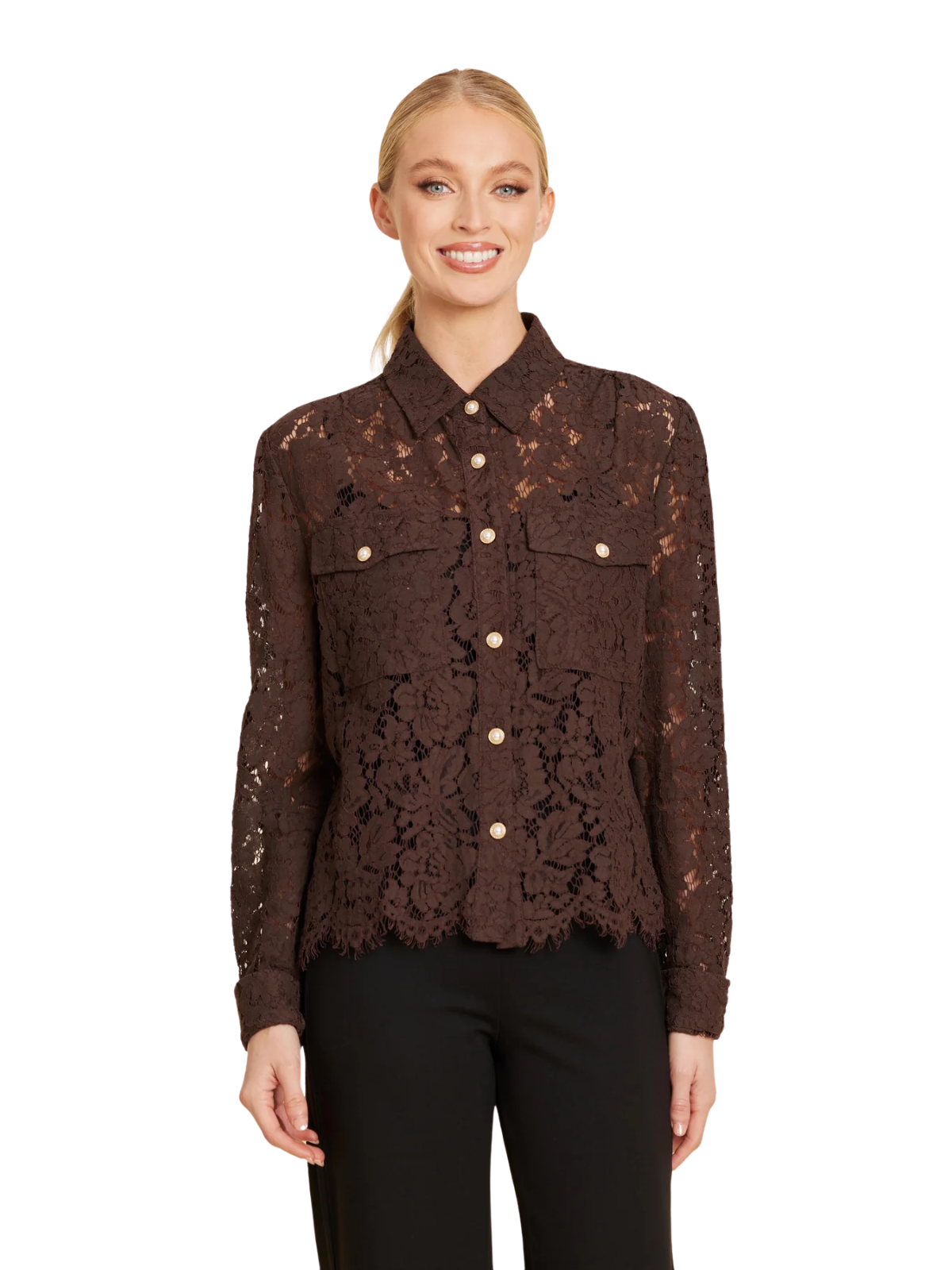 Lace Pearl Button Top_DolceCabo_75937