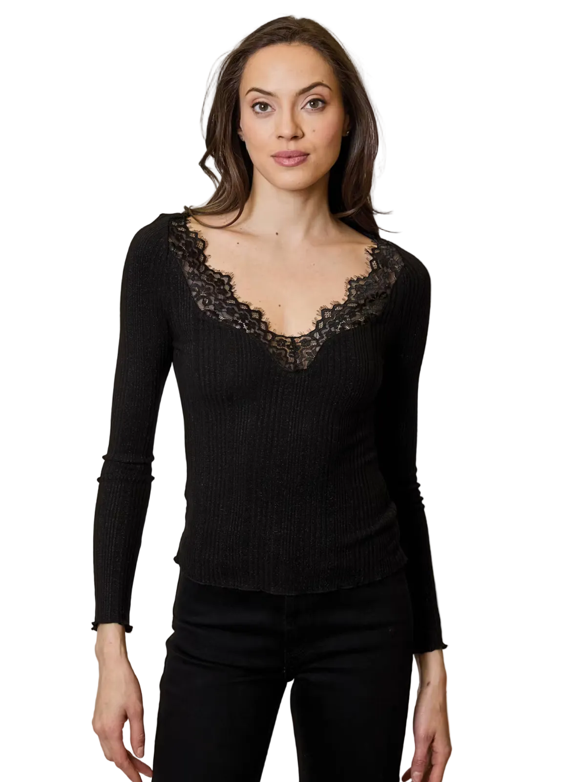 Lace Trim Long Sleeve Top - Design History - OTM0112001