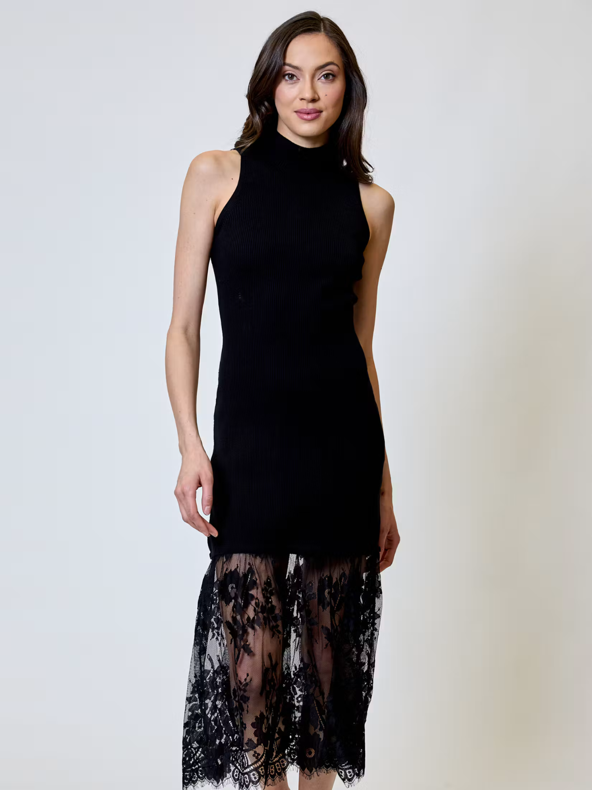 Mock Neck Dress With Lace - Design History - BXG0112004