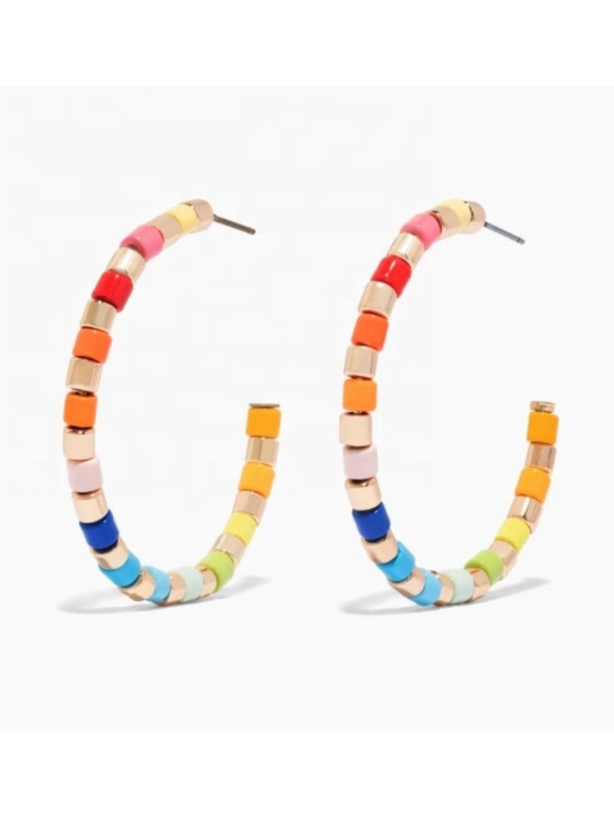 Multi-Colored Rainbow Beaded  Hoop Earrings_St Armands Designs of Sarasota_SAD009