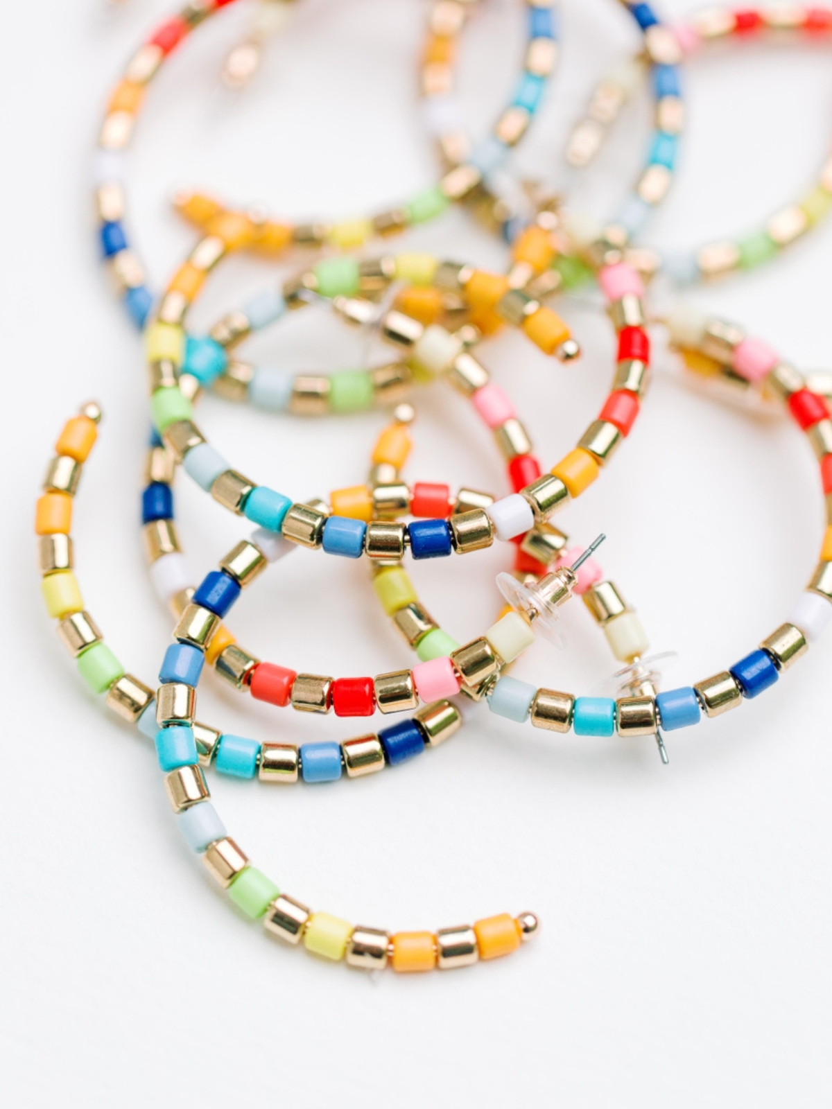 Multi-Colored Rainbow Beaded  Hoop Earrings_St Armands Designs of Sarasota_SAD009