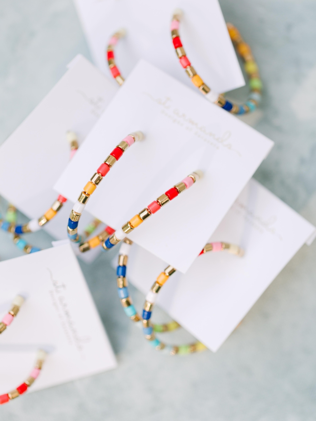 Multi-Colored Rainbow Beaded  Hoop Earrings_St Armands Designs of Sarasota_SAD009