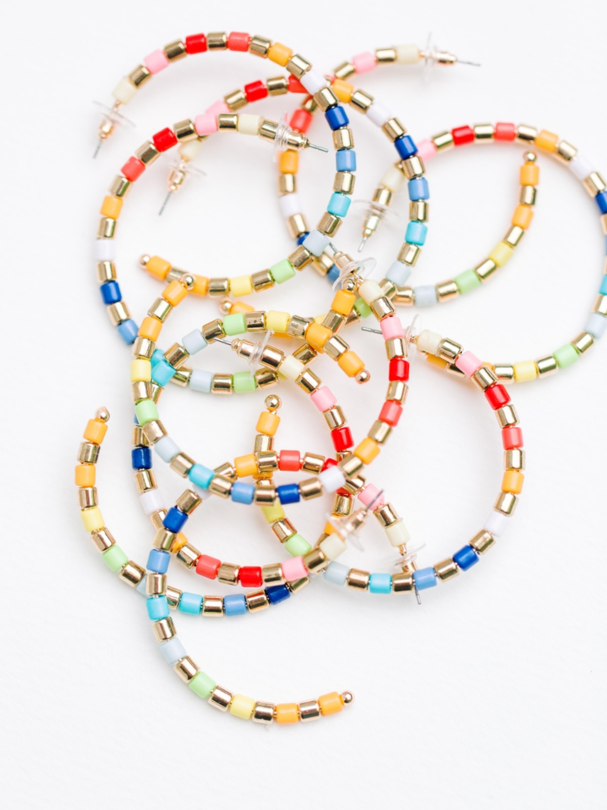 Multi-Colored Rainbow Beaded  Hoop Earrings_St Armands Designs of Sarasota_SAD009