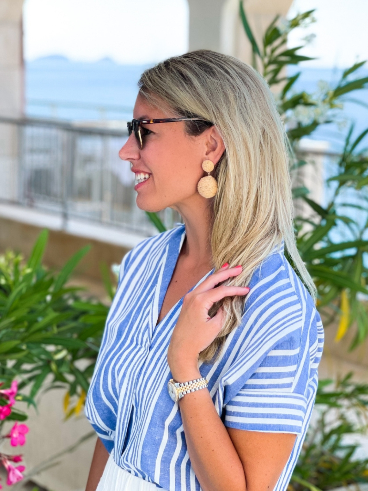 Natural Lido Pom Pom  Earrings_St Armands Designs of Sarasota_SAD040