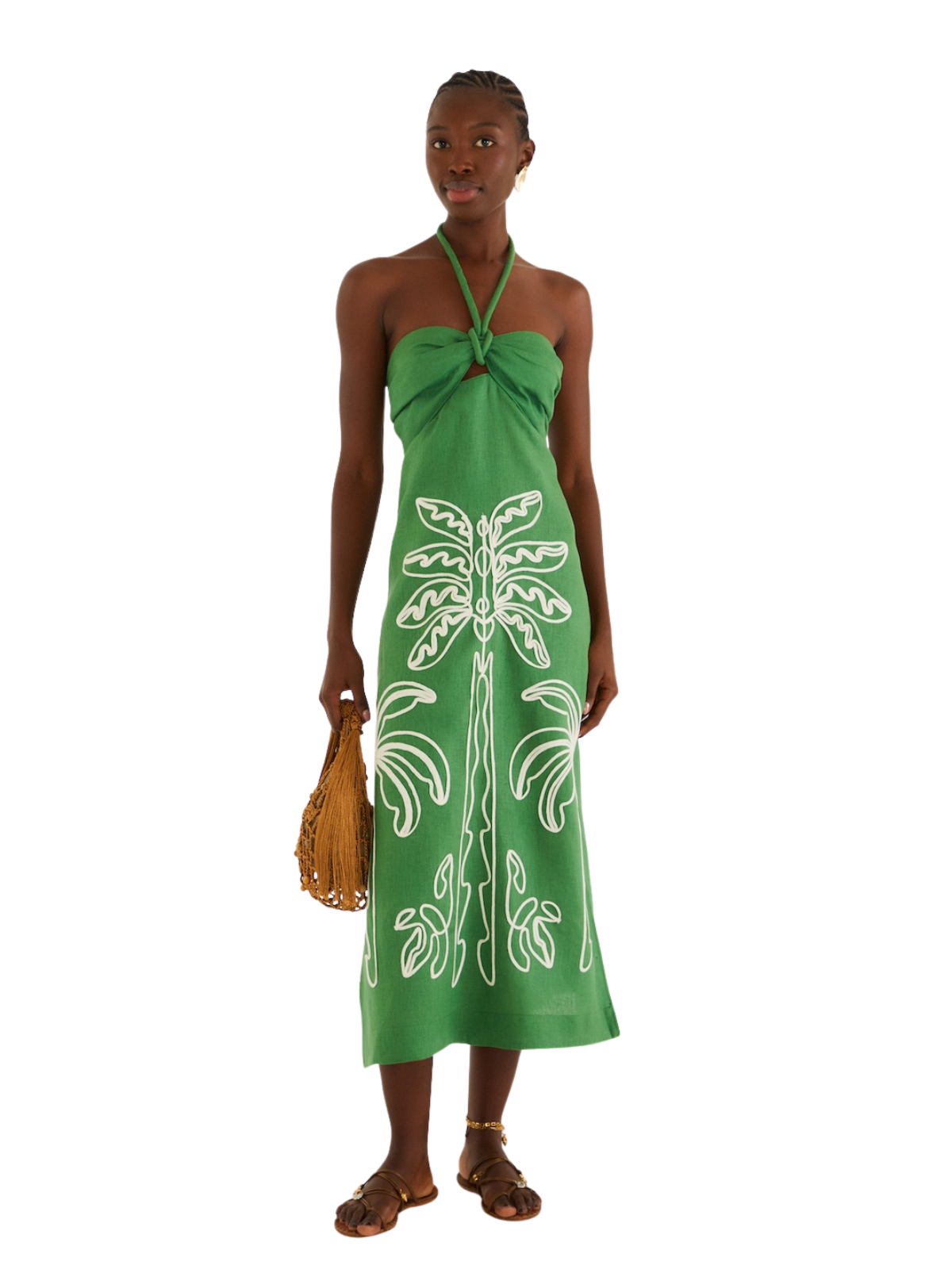 Palm Tree Embroidery Sleeveless Midi Dress_Farm Rio_355814-L0013