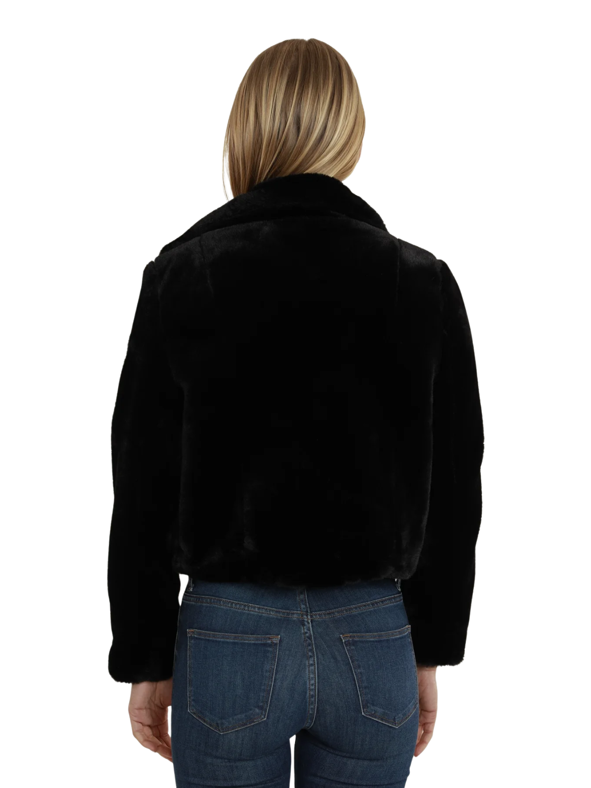 Plush Faux Fur Jacket Black_DolceCabo_75362