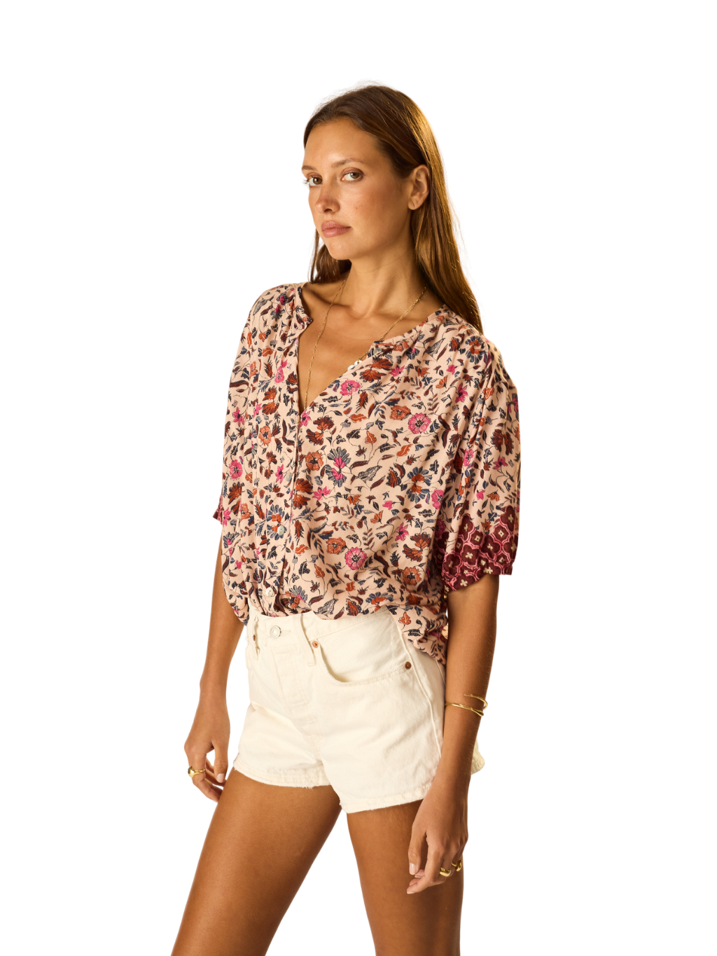 Printed Short Sleeves Violet Top_Natalie Martin_R195-SS26
