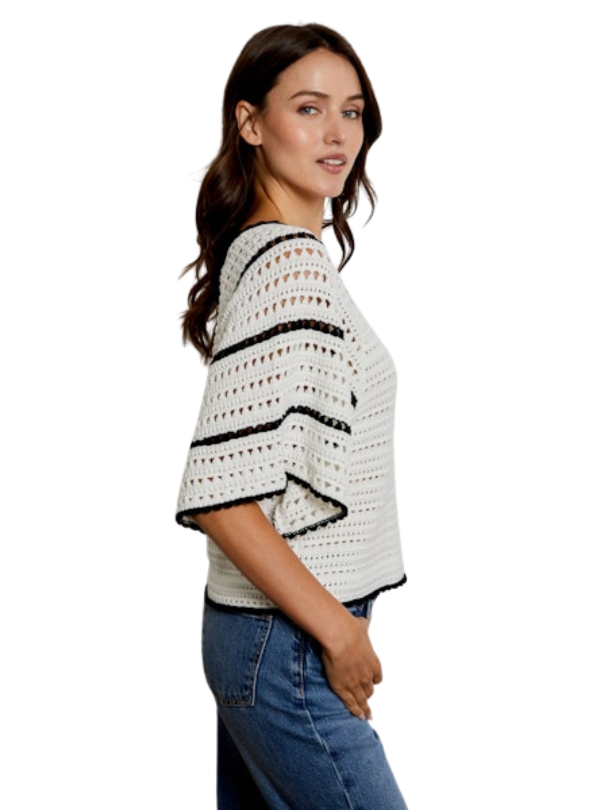 Relaxed Short Sleeve V-Neck Sweater_Design History_BTJ1412048