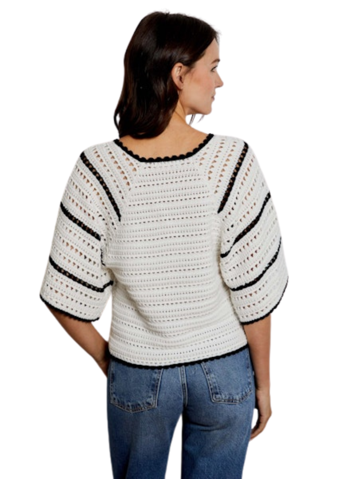 Relaxed Short Sleeve V-Neck Sweater_Design History_BTJ1412048