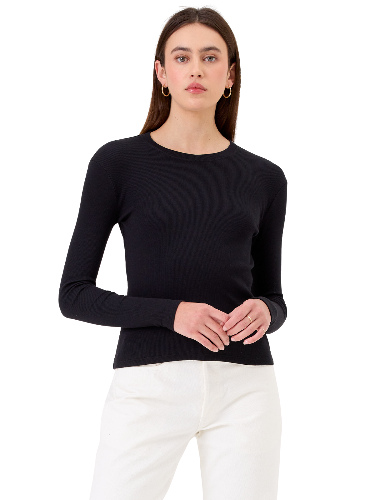 Rib Long Sleeve Tee_Goldie Lewinter_25955BLK